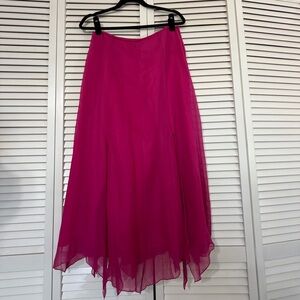 Fairycore Silk Chiffon Asymmetrical Skirt | Fuchsia Pink | Size 12